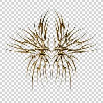 3d chrome metal effect neo tribal y2k gothic style tattoo. Cyber sigilism h.. Stock Illustration