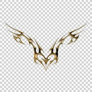 3d chrome metal effect neo tribal y2k gothic style tattoo. Cyber sigilism h.. Stock Illustration