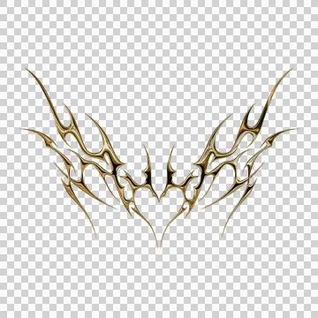 3d chrome metal effect neo tribal y2k gothic style tattoo. Cyber sigilism h.. Stock Illustration