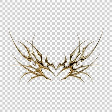 3d chrome metal effect neo tribal y2k gothic style tattoo. Cyber sigilism h.. Stock Illustration