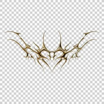 3d chrome metal effect neo tribal y2k gothic style tattoo. Cyber sigilism h.. Stock Illustration