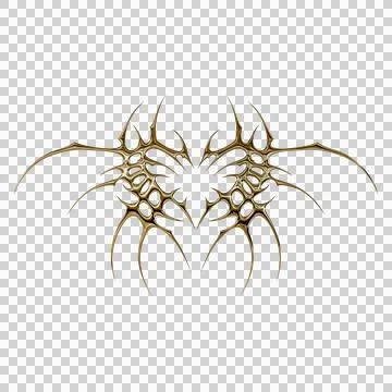 3d chrome metal effect neo tribal y2k gothic style tattoo. Cyber sigilism h.. Stock Illustration