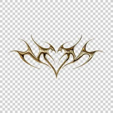 3d chrome metal effect neo tribal y2k gothic style tattoo. Cyber sigilism h.. Stock Illustration