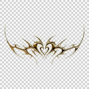 3d chrome metal effect neo tribal y2k gothic style tattoo. Cyber sigilism h.. Stock Illustration
