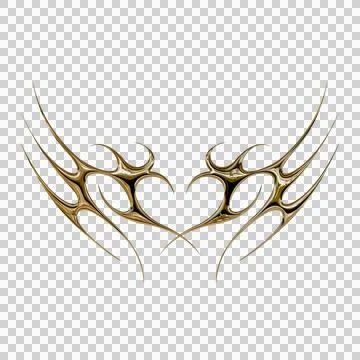 3d chrome metal effect neo tribal y2k gothic style tattoo. Cyber sigilism h.. Stock Illustration