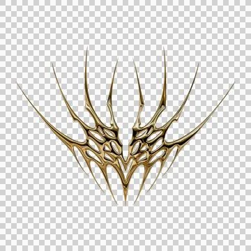3d chrome metal effect neo tribal y2k gothic style tattoo. Cyber sigilism h.. Stock Illustration