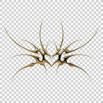 3d chrome metal effect neo tribal y2k gothic style tattoo. Cyber sigilism h.. Stock Illustration