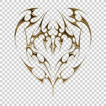 3d chrome metal effect neo tribal y2k gothic style tattoo. Cyber sigilism h.. Stock Illustration