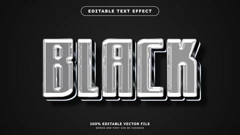 3D Chrome metal style editable text effect dark style Stockillustratie