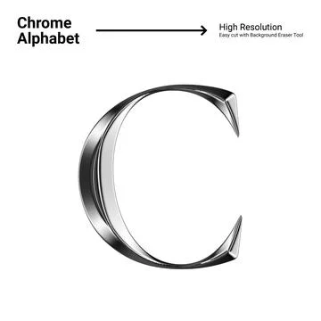 3D Chrome Metallic Letter - C Stock Illustration