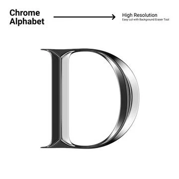 3D Chrome Metallic Letter - D Stock Illustration