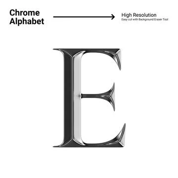 3D Chrome Metallic Letter - E Stock Illustration