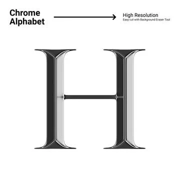 3D Chrome Metallic Letter - H Stock Illustration
