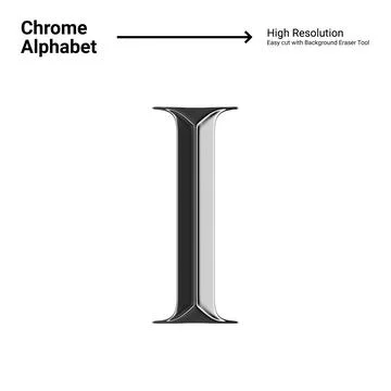 3D Chrome Metallic Letter - I Stock Illustration