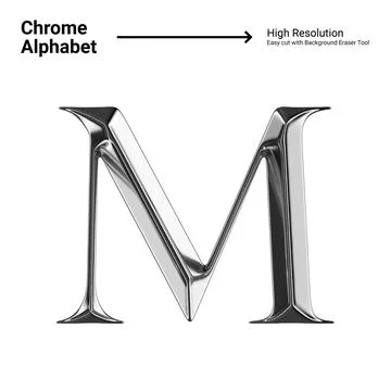 3D Chrome Metallic Letter - M Stock Illustration