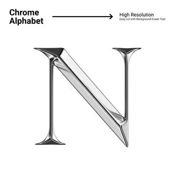 3D Chrome Metallic Letter - N Stock Illustration
