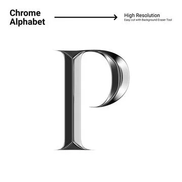 3D Chrome Metallic Letter - P Stock Illustration