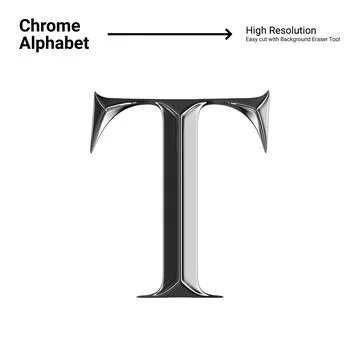 3D Chrome Metallic Letter - T Stock Illustration