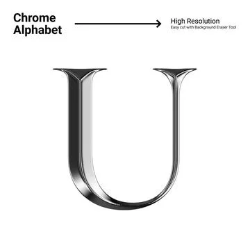 3D Chrome Metallic Letter - U Stock Illustration