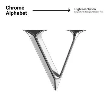 3D Chrome Metallic Letter - V Stock Illustration