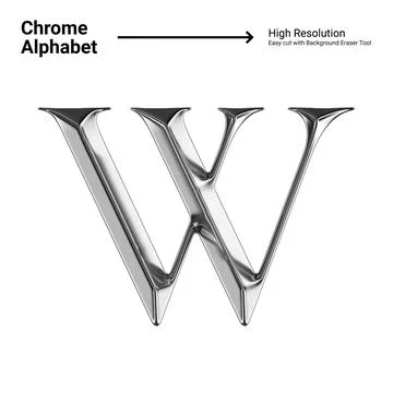 3D Chrome Metallic Letter - W Stock Illustration