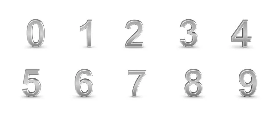 3D chrome numbers set. Stock Illustration