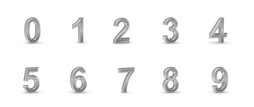 3D chrome numbers set. Stock Illustration
