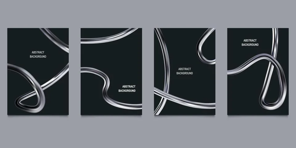 3D chrome shape. Abstract metal y2k spiral. Silver fluid line and steel liquid Stock Illustration