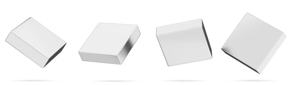 3d chrome y2k square block set. Abstract geometric silver metal box, grey glossy Stock Illustration