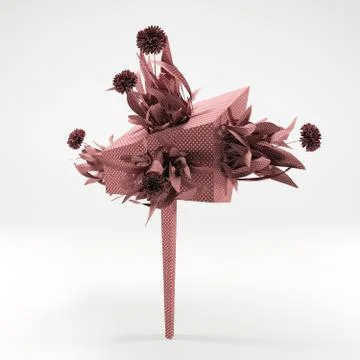 3D chrysanthemums on tree in white peas red version Stock Illustration