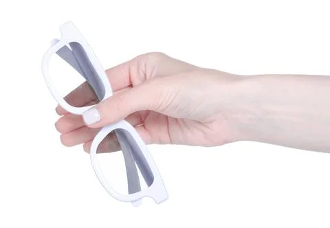 3D cinema glasses in hand Stock Photos