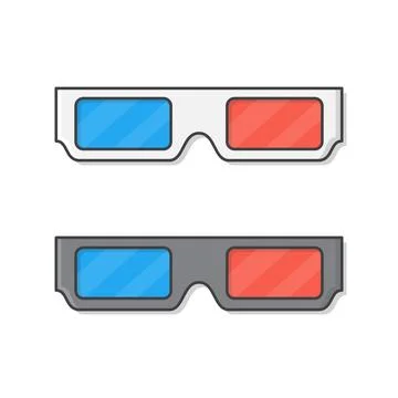 3D Cinema Glasses Vector Icon Illustration. Cinema Movie Flat Icon Stock Illustration