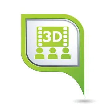 3d cinema icon on green map pointer Stock Illustration