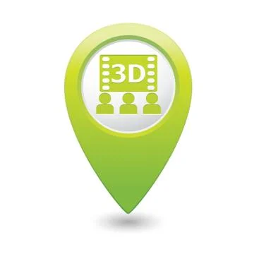 3d cinema icon green pointer Stock Illustration