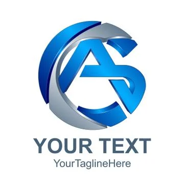 3D  circle Abstract AS letter vector technology logo, A letter vector, S lett Stock Illustration