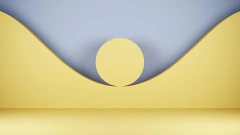 3d circle at the bottom of wave front view Stock Illustration