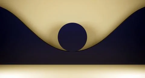 3d circle at the bottom of wave front view Stock Illustration