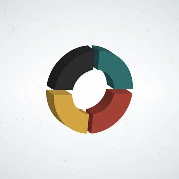 3D Circle chart infographic template with 4 options for presentations Stock Illustration