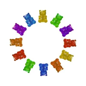 3D circle collection of chewable gummy bears Stock Illustration
