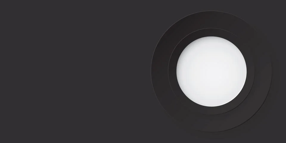3D circle frame on matt black background paper cut style vector illustratio.. Stock Illustration
