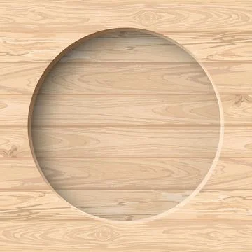 3D circle frame paper cut style with cut timber panels graphic square backg.. Stock Illustration