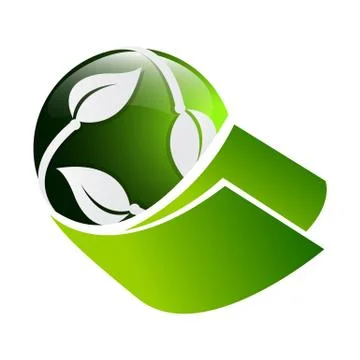 3D circle green leaf ecology nature element vector icon. leaf logo and abstra Stock Illustration