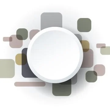 3d circle label with shadows on square color background. Stock Illustration