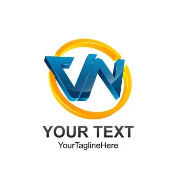 3D Circle Letter VN initial alphabet logo design template element Stock Illustration