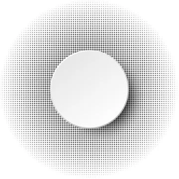 3d circle paper vector design on grey dots halftone pattern for abstract ba.. Stock Illustration