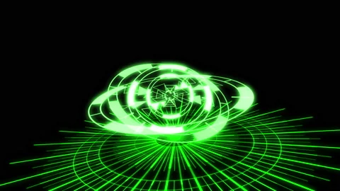 3D Circle Triangle Spin VJ Loop Green M Radial Patterns Animation Background Stock Footage 219001636