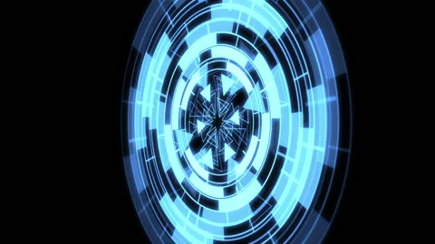 3D Circle Triangle VJ Loop Blue Audio Reactive Core L Y50 Degrees Animation Video stock 159037548