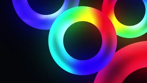 3D circles and donut shape created with trendy colors Vídeo Stock 259376029