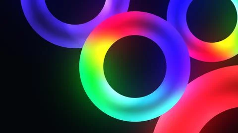 3D circles and donut shape created with trendy colors Ilustração Stock