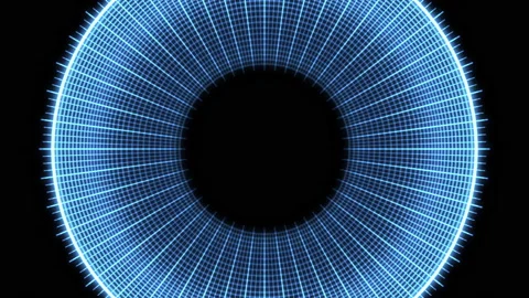3D Circles Radial Geometric Patterns Y80 Audio Reactive M Blue Animation Loop Video stock 230748872